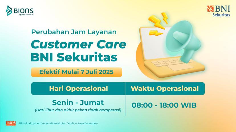 Perubahan Jam Layanan  Customer Care BNI Sekuritas