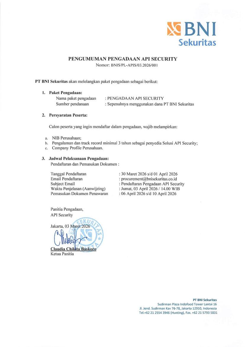 Pengumuman Pengadaan API Security