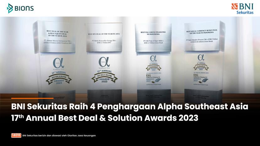 BNI Sekuritas Raih 4 Penghargaan Alpha Southeast Asia 17th Annual Best Deal &#038; Solution Awards 2023